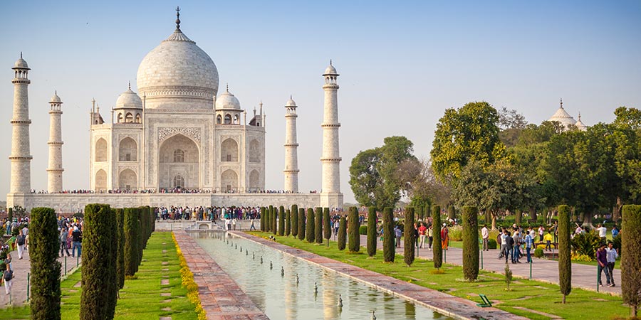 Admiring the iconic beauty of the Taj Mahal